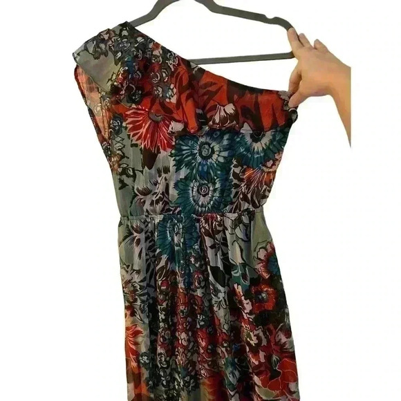 Boho American Rag One Shoulder Floral print Maxi dress size S sleeveless EUC - Picture 2 of 8